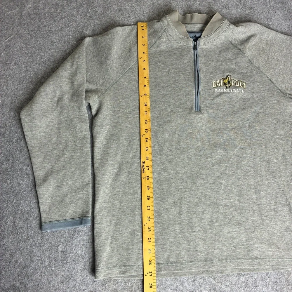 Adidas Cal Poly Basketball Men's Large Quarter Zip Pullover Gray Heathered